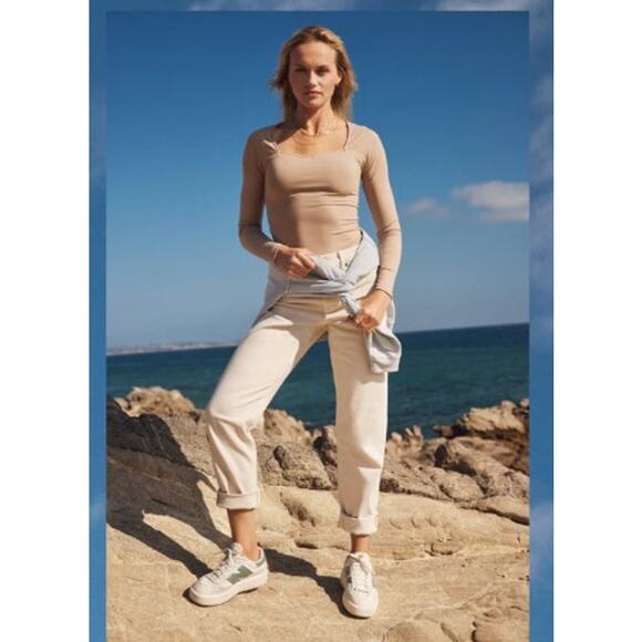 New NWOT American Eagle Super High Rise Straight Jeans Off White Size 12‎ - Picture 1 of 10